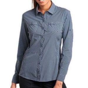 Kuhl Women’s Ezra Button Up Long Sleeve Gingham Shirt Blue Medium